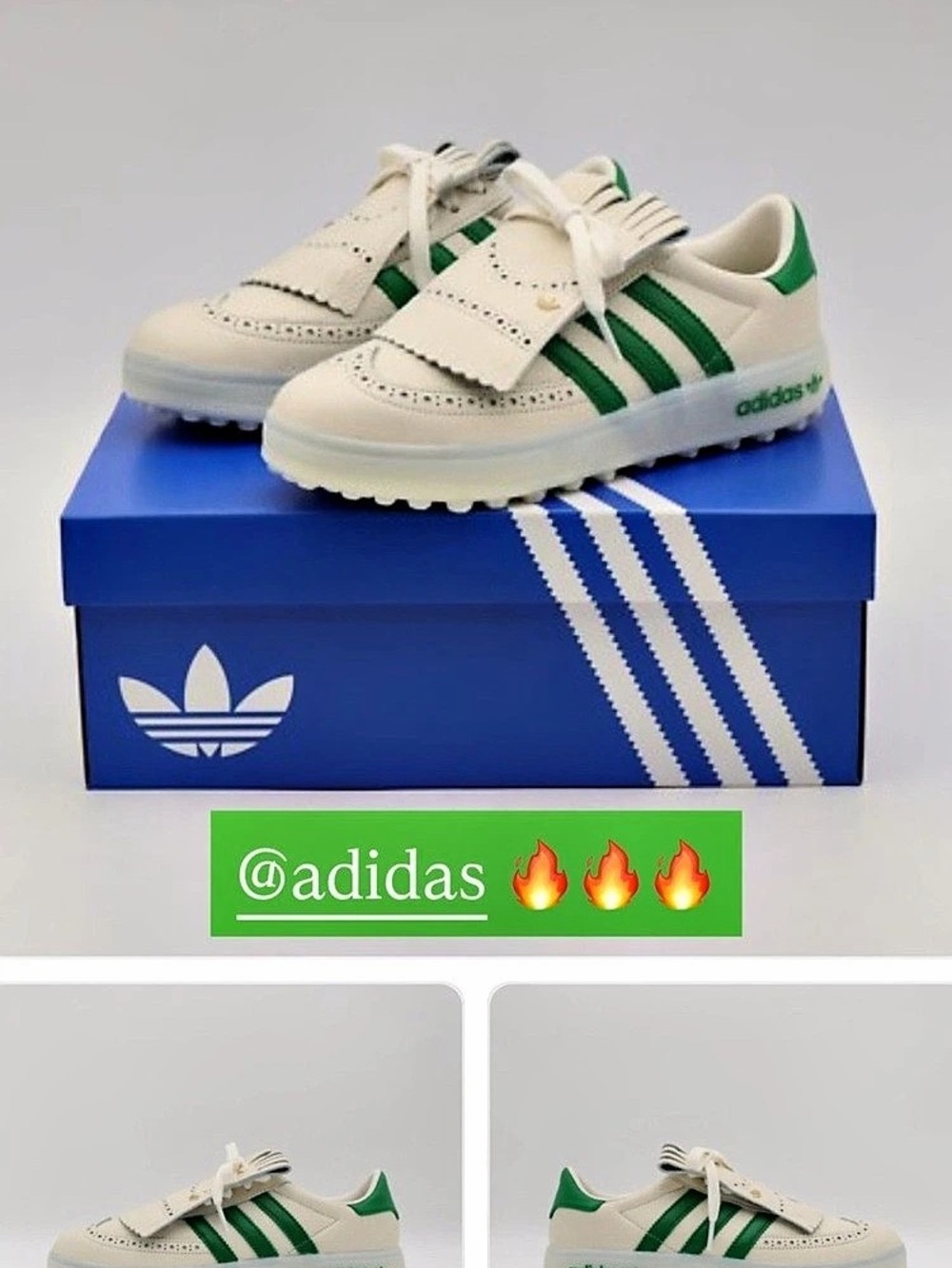 adidas Stan Smith Spikeless Golf Shoes White & Green (USED)  minor imperfections
